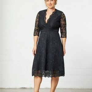 Kiyonna Elegant Black Lace 3/4 Sleeve Dress NWT size 2